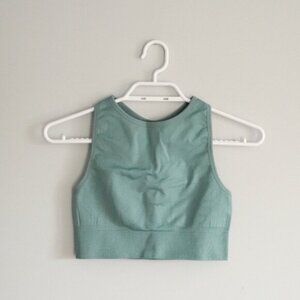 Knix Women's Sz S Green High Neck Racerback Stretch Activewear Sports Bra